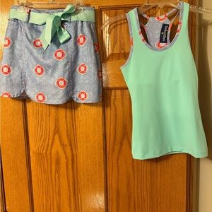 Turtles & Tees girls’ skirt (attached shorts) and tank, size 5/6